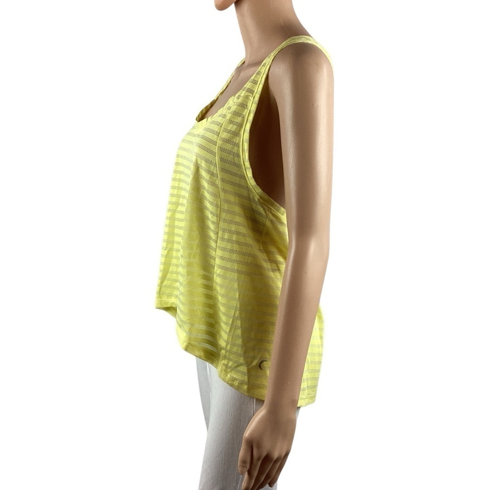 Zyia Active Lemon Nimbus Split Back Tank Yellow Striped Open Back Size M - Picture 4 of 6